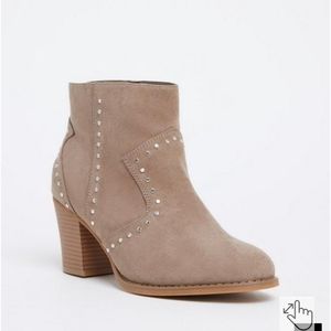 Torrid Taupe Faux Suede Studded Bootie (WW) Size 10